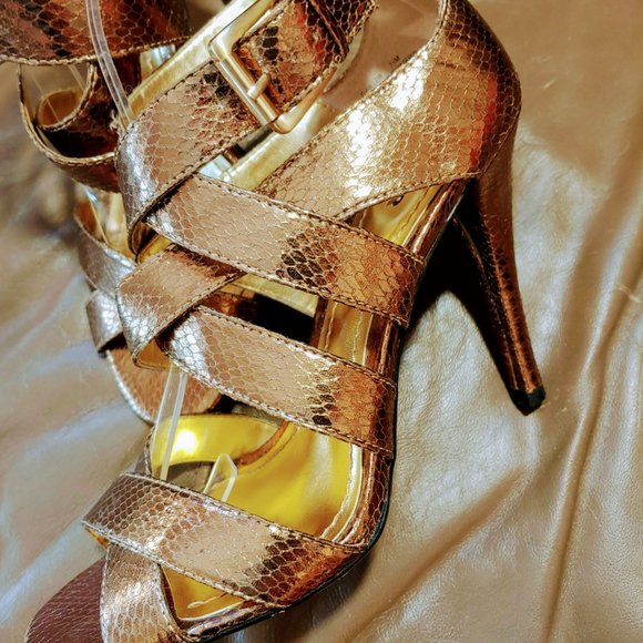 Strappy Victor Alfaro Snakeskin Stilettos - Picture 7 of 11